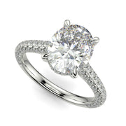 Emilia Oval Cut Pave Hidden Halo 4 Prong Claw Engagement Ring - Nivetta